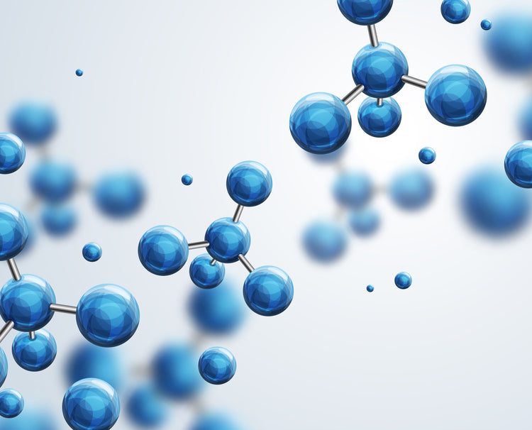 Blue molecules representing exotic chemicals